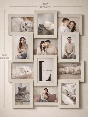 Set of 12 White Greige Collage Picture Frames - Size 4x6  - New